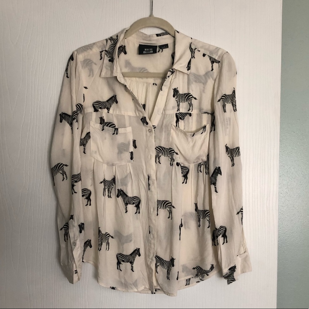 Anthropologie Zebra Button-Down